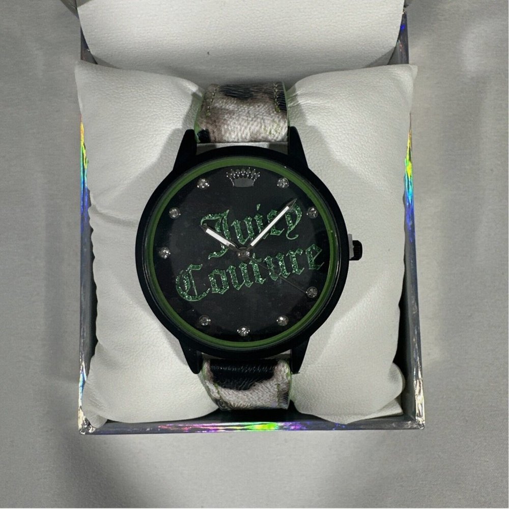 NIB Juicy Couture Blackβ Label Wristwatch JC/1373GNLE ~ Green /Animal